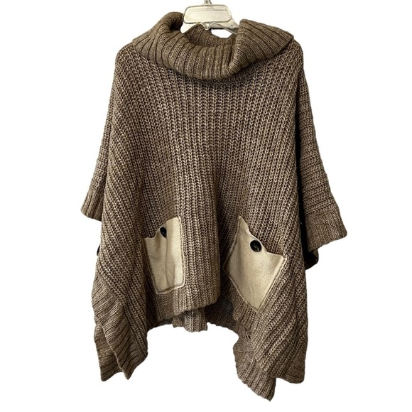 Anthropologie MOTH Westwind Turtleneck Poncho Sweater Wool Alpaca Blend Boho - Picture 6 of 15